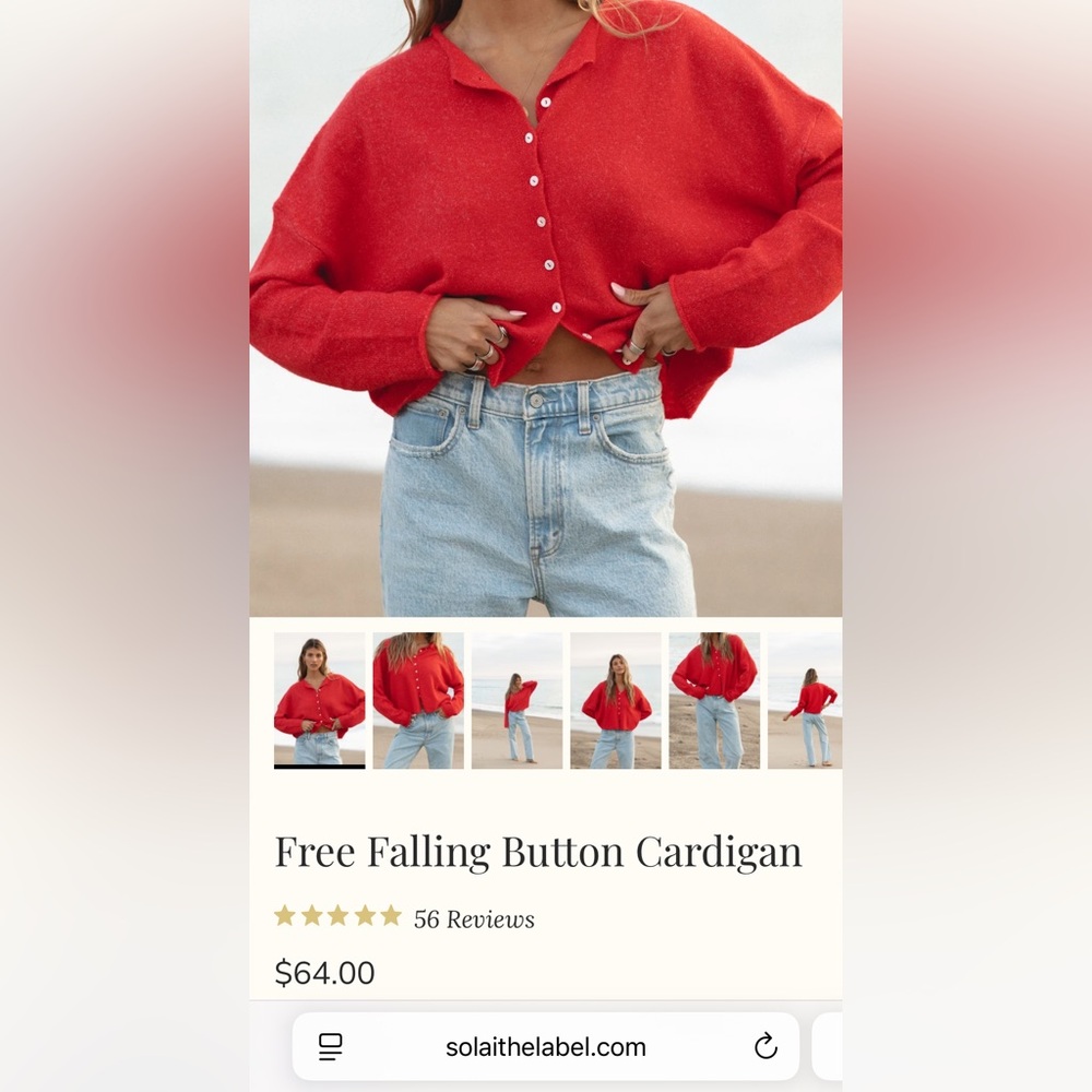 Red Button Cardigan
